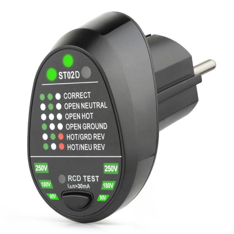 Socket Tester GFCI Outlet Receptacle Tester EU Plug Automatic Electrical Power Circuit Polarity Voltage Detector 1
Socket Tester GFCI Outlet Receptacle Tester EU Plug Automatic Electrical Power Circuit Polarity Voltage Detector 1