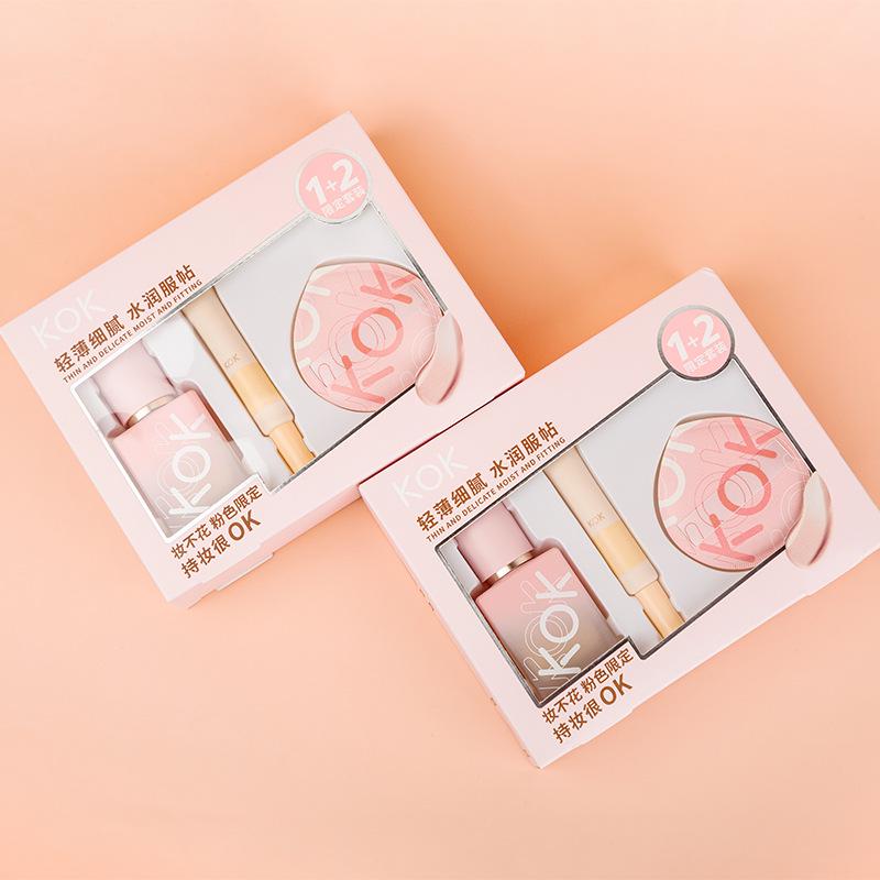 KOK Radiant Long-Wear Makeup Base Set: Foundation, Concealer, Contour & Puff - 4-Piece Set.
KOK Radiant Long-Wear Makeup Base Set: Foundation, Concealer, Contour & Puff - 4-Piece Set.