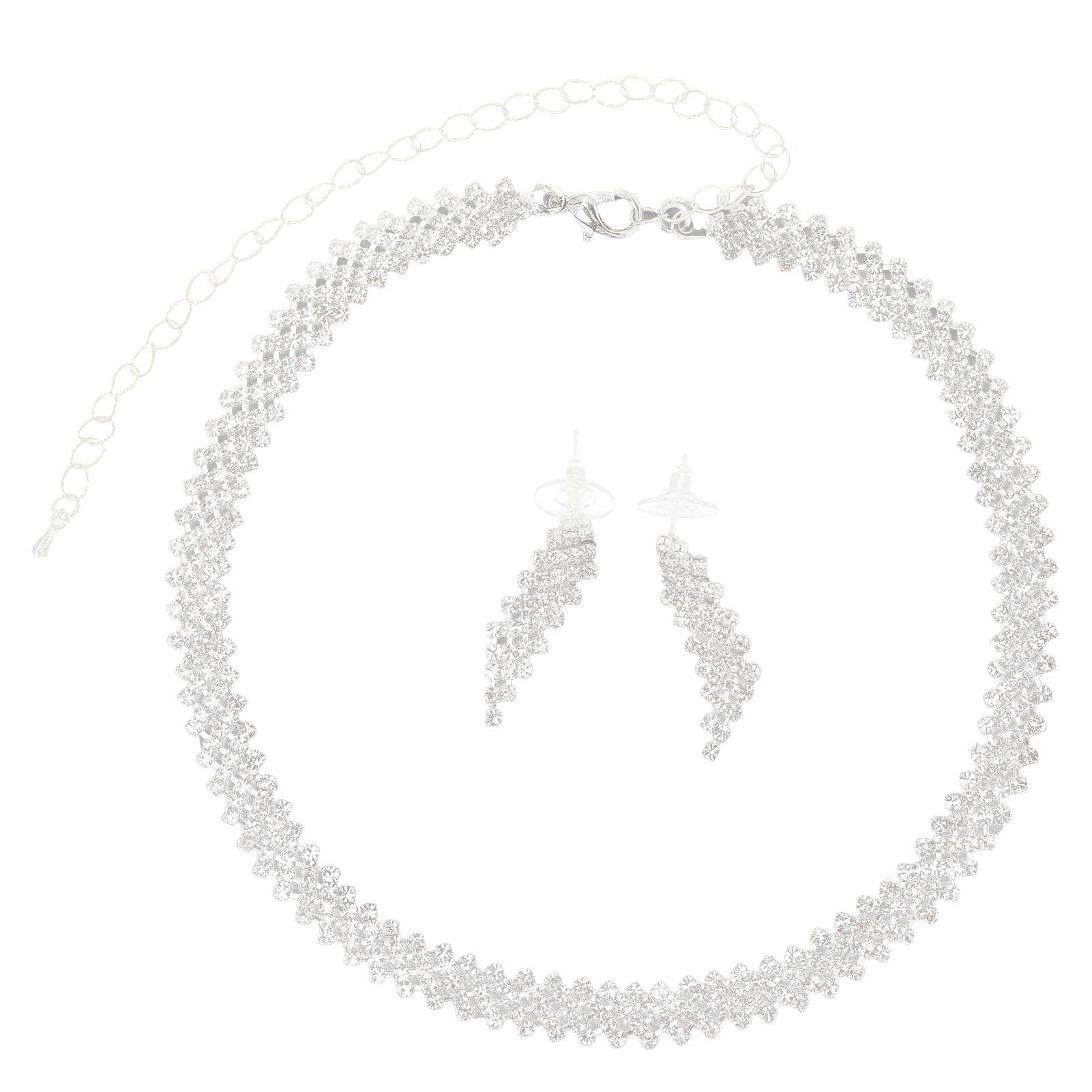 Sliver Necklace Earrings Set Crystal Rhinestone Bracelet Dangle Earrings for Women Girl
Sliver Necklace Earrings Set Crystal Rhinestone Bracelet Dangle Earrings for Women Girl