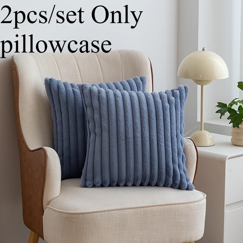2 шт. Квадратная подушка для сиденья Теплая Тонкая Машинная стирка Подушка для стула для обеда Офисного табурета - 100% Полиэстер Фланель Только наволочка 45x45cm синий