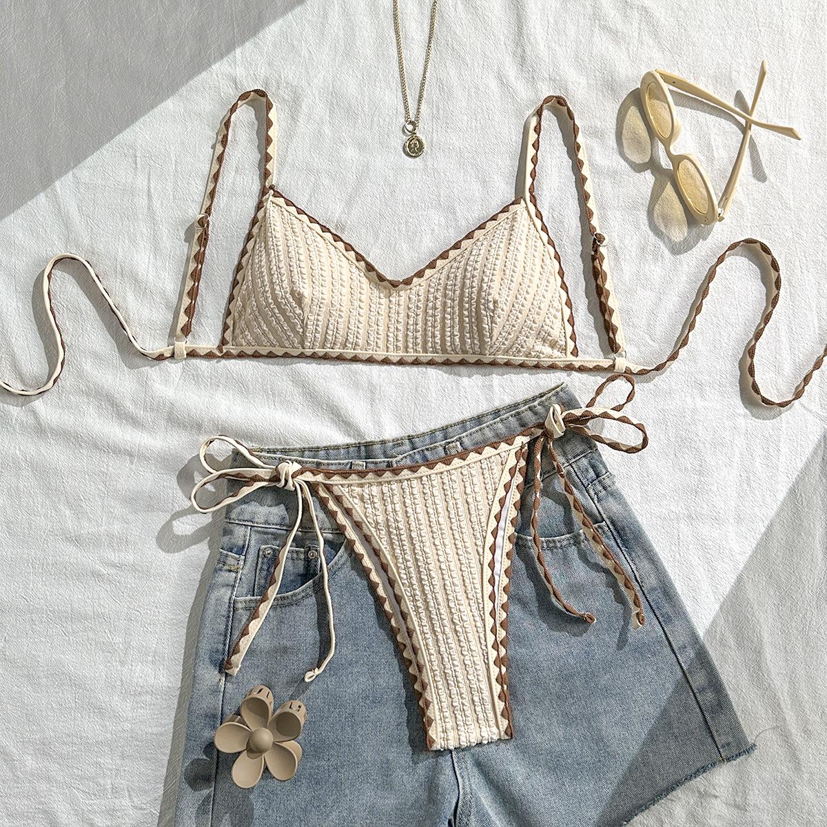 2026 New European and American Style French Retro Texture Bikini Women s Contrasting Color Lace-up Split Swimsuit Swimsuit S
2026 New European and American Style French Retro Texture Bikini Women s Contrasting Color Lace-up Split Swimsuit Swimsuit S