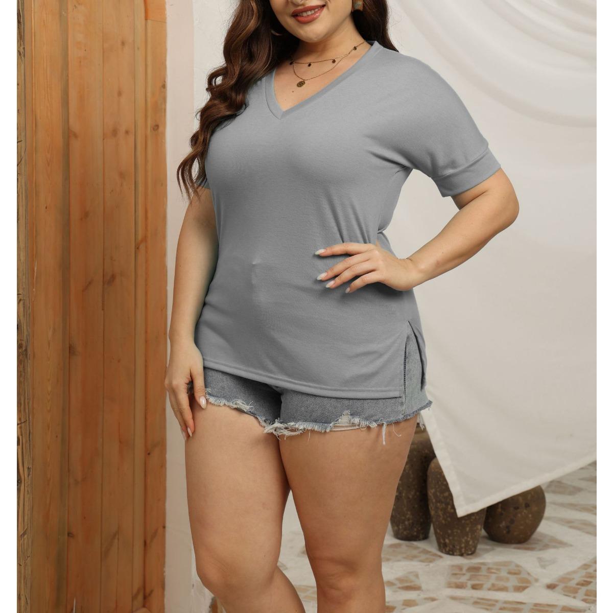 Summer Plus Size Women s V-Neck Solid Color Loose Short Sleeve Casual Top 5XL
Summer Plus Size Women s V-Neck Solid Color Loose Short Sleeve Casual Top 5XL