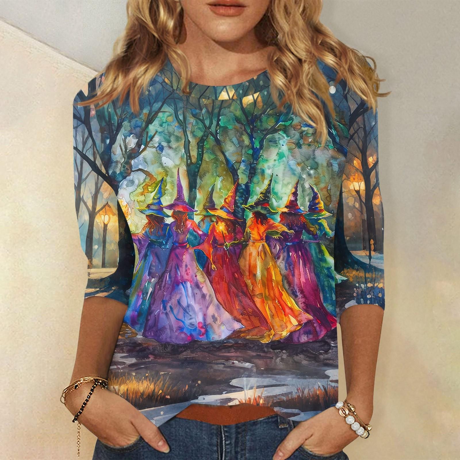 Women s Fashionable Casual Three Quarter Sleeve Halloween Printed Collar Pullover Top L
Women s Fashionable Casual Three Quarter Sleeve Halloween Printed Collar Pullover Top L