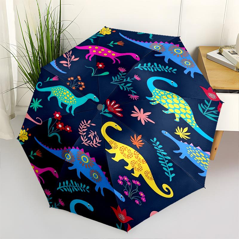 Dinosaur Floral Themed Automatic Opening and Closing Fashion umbrella Creative Design Umbrella, Portable Tri fold Small Umbrella for Men a
Dinosaur Floral Themed Automatic Opening and Closing Fashion umbrella Creative Design Umbrella, Portable Tri fold Small Umbrella for Men a