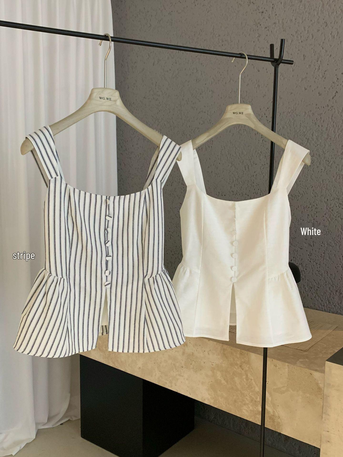 WGWE8921 Women s Linen Striped Sleeveless Vest - Spring/Summer Trendy Square Neck Split Top Small
WGWE8921 Women s Linen Striped Sleeveless Vest - Spring/Summer Trendy Square Neck Split Top Small