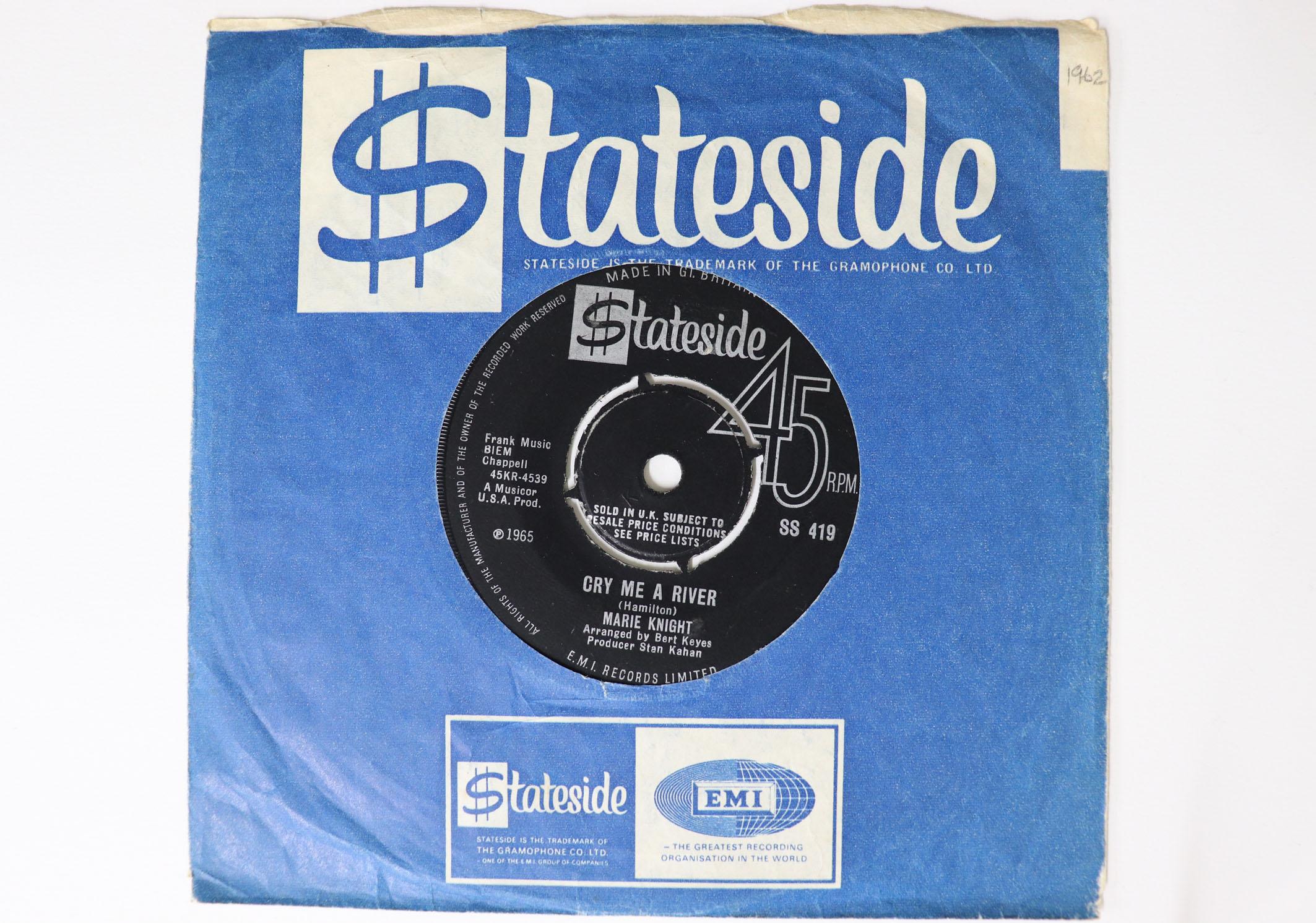 7inch Record MARIE KNIGHT Cry Me A River Comes The Night SS419 STATESIDE 1965 UK SoulFunk Used
7inch Record MARIE KNIGHT Cry Me A River Comes The Night SS419 STATESIDE 1965 UK SoulFunk Used