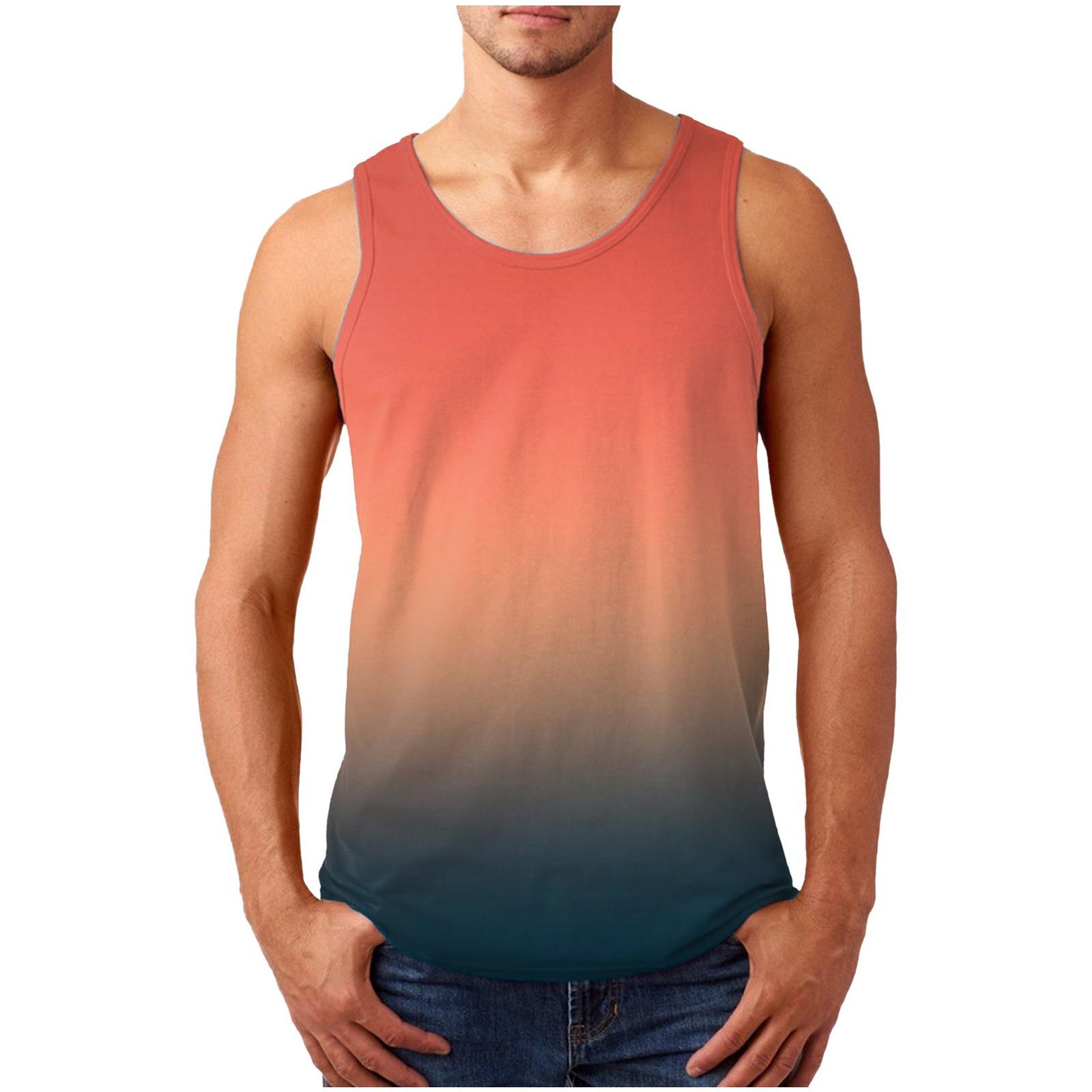 Мужская повседневная модная летняя спортивная жилетка без рукавов с принтом и круглым вырезом, верхняя блузка XL розовый