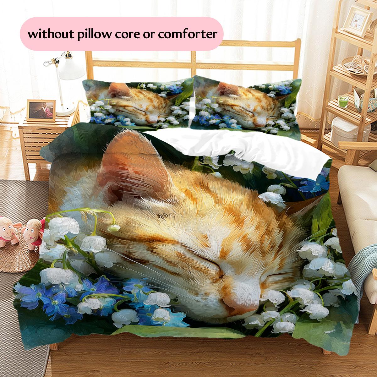 Sleeping Cat Pattern Bedding Quilt Set Quilt Cover Pillowcase Home Decoration Gift (1 * duvet cover + 2 * pillowcase, without core) 135x200cm
Sleeping Cat Pattern Bedding Quilt Set Quilt Cover Pillowcase Home Decoration Gift (1 * duvet cover + 2 * pillowcase, without core) 135x200cm