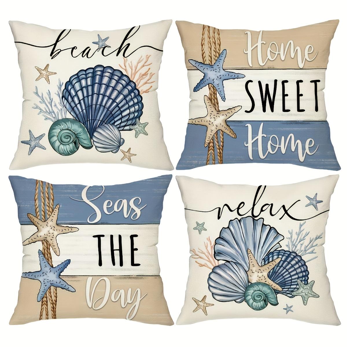 4 Pack Beach Theme Pillowcases 45x45cm Seashell Starfish Rope Quotes Cushion Covers Relax Home Sweet Home Decor 35x35cm 4pcs
4 Pack Beach Theme Pillowcases 45x45cm Seashell Starfish Rope Quotes Cushion Covers Relax Home Sweet Home Decor 35x35cm 4pcs