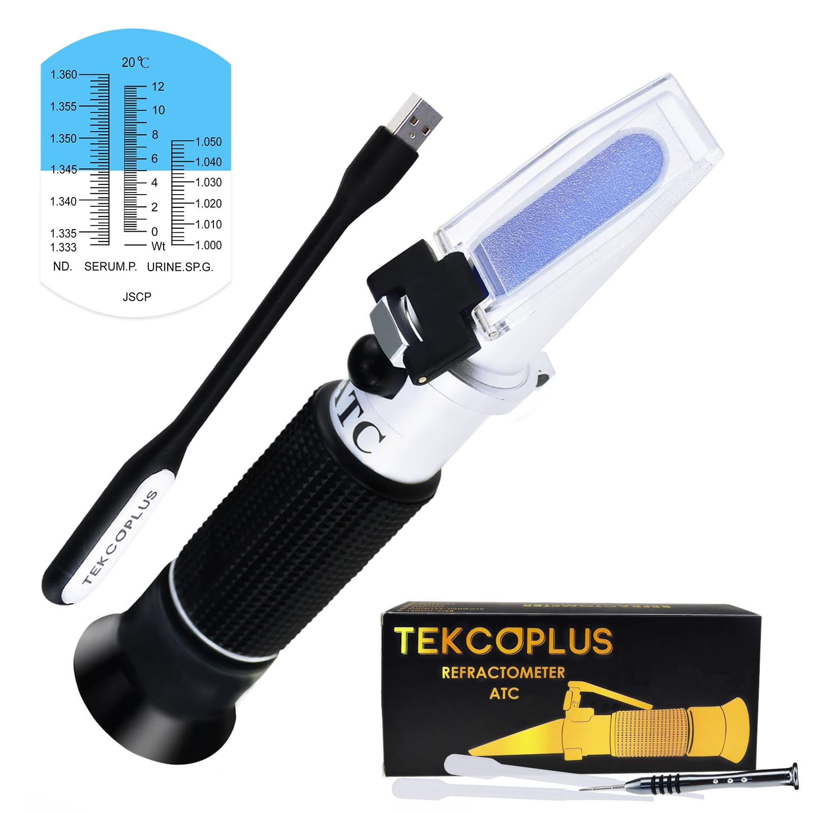 Tekcoplus Тройная шкала клинический рефрактометр сывороточный белок удельный вес мочи показатель преломления автоматическая температурная коррекция портативный
Tekcoplus Тройная шкала клинический рефрактометр сывороточный белок удельный вес мочи показатель преломления автоматическая температурная коррекция портативный