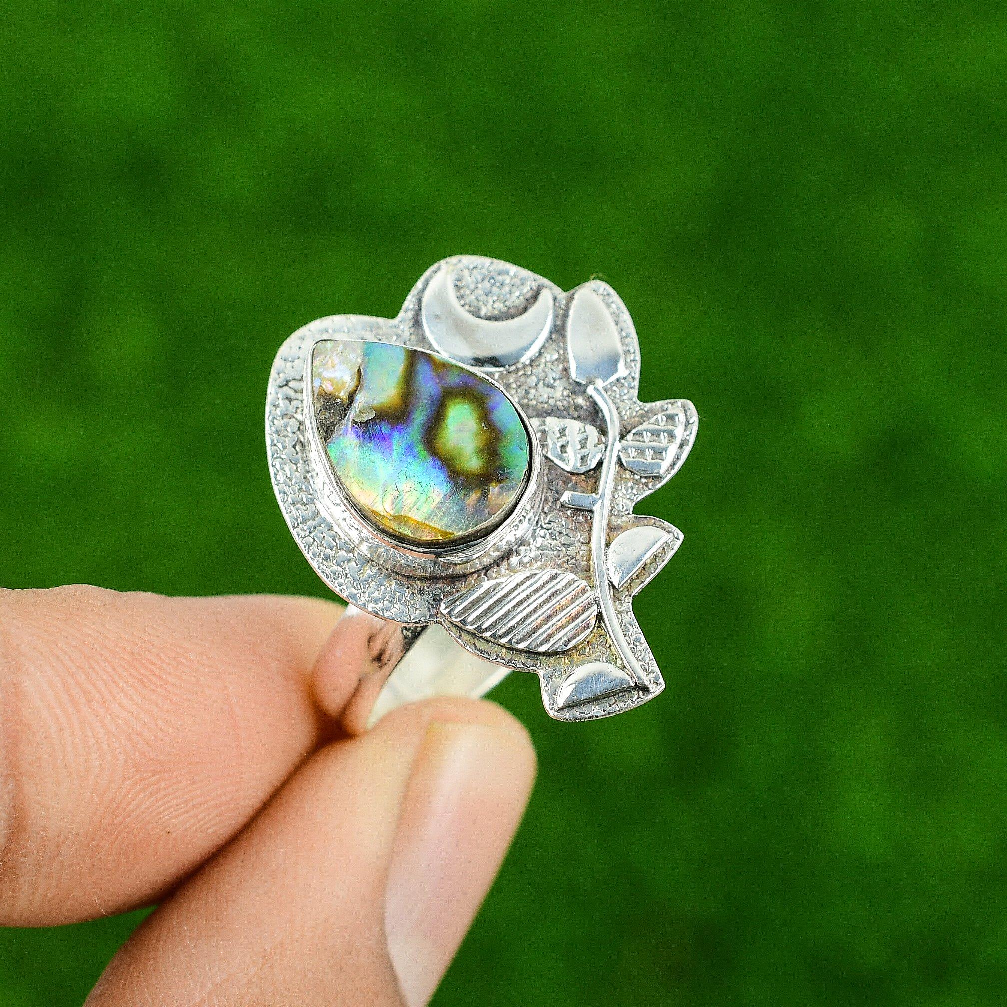 Abalone Shell Gemstone Stackable New Cescent Moon Ring Jewelry Sterling Silver Adjustable
Abalone Shell Gemstone Stackable New Cescent Moon Ring Jewelry Sterling Silver Adjustable