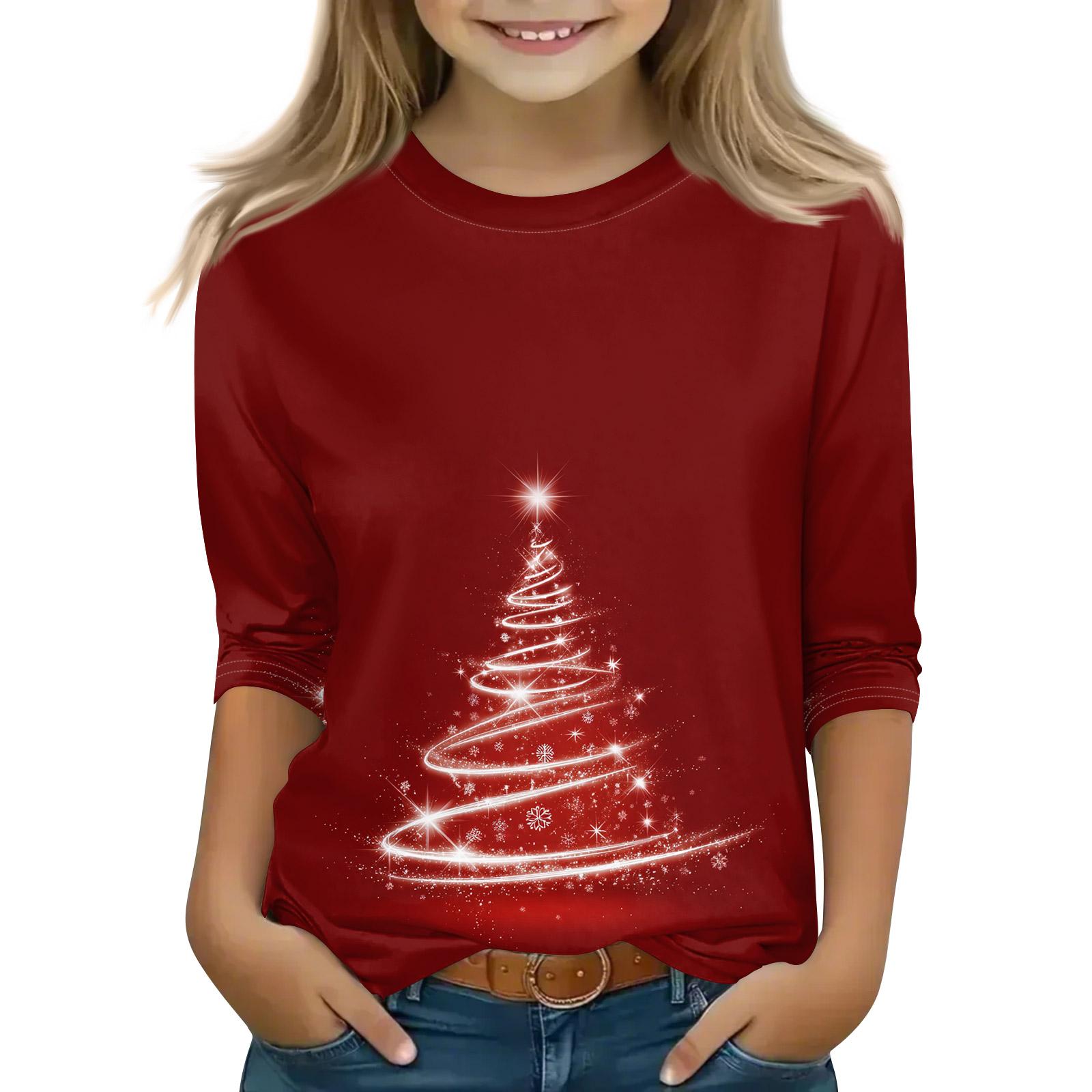 Christmas Day Print Tops For Youth Girls 4-11 Years Round Neck 3/4 Sleeves T-Shirts Trendy Tops Outfit Tees 140
Christmas Day Print Tops For Youth Girls 4-11 Years Round Neck 3/4 Sleeves T-Shirts Trendy Tops Outfit Tees 140