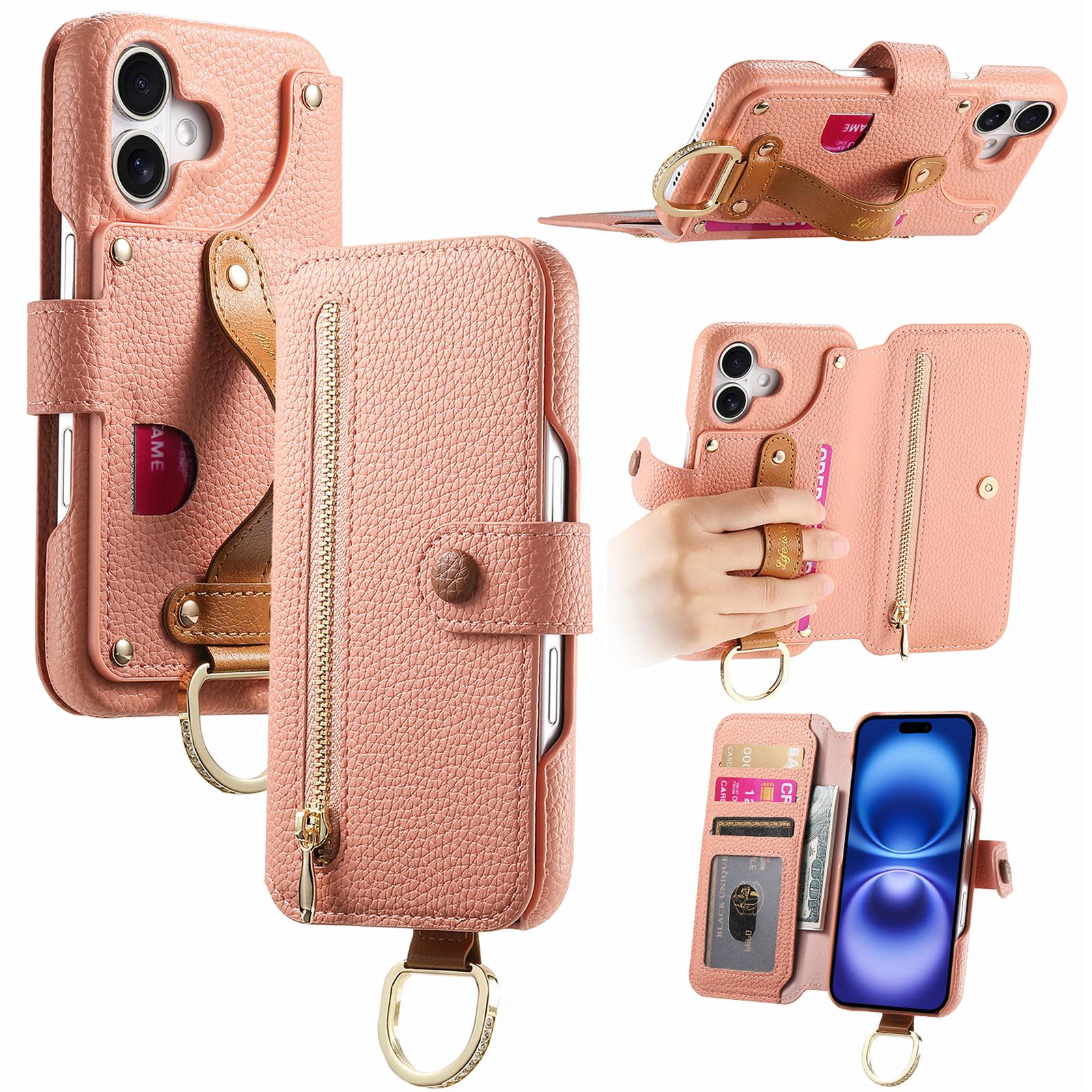For iPhone 16 Case RFID Blocking Zipper Wallet PU Leather Mobile Cover - Pink 
For iPhone 16 Case RFID Blocking Zipper Wallet PU Leather Mobile Cover - Pink