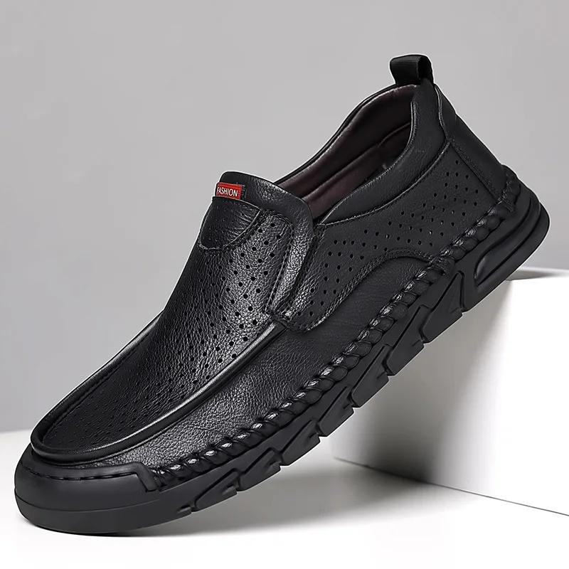 New Men Genuine Leather Casual Shoes Summer Breathable Micropores Sandals Fashion Leather Sandals 44 чорний
New Men Genuine Leather Casual Shoes Summer Breathable Micropores Sandals Fashion Leather Sandals 44 чорний