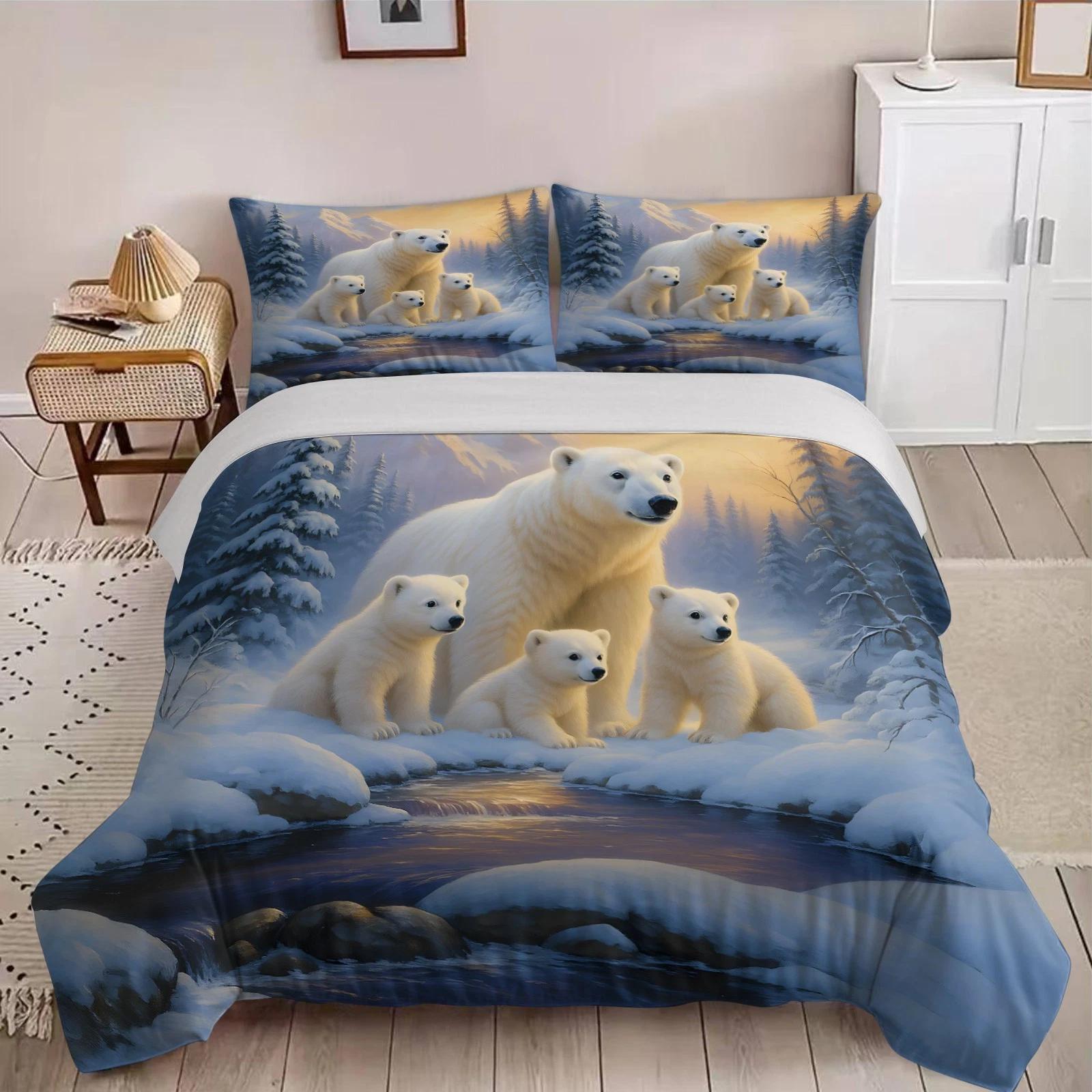 Polar Bear Family Bedding Set Full Size Animal Pattern Duvet Cover and Pillowcase 2/3pc Queen Double Bedroom Home Decoration Gift Baby 100x135cm
Polar Bear Family Bedding Set Full Size Animal Pattern Duvet Cover and Pillowcase 2/3pc Queen Double Bedroom Home Decoration Gift Baby 100x135cm