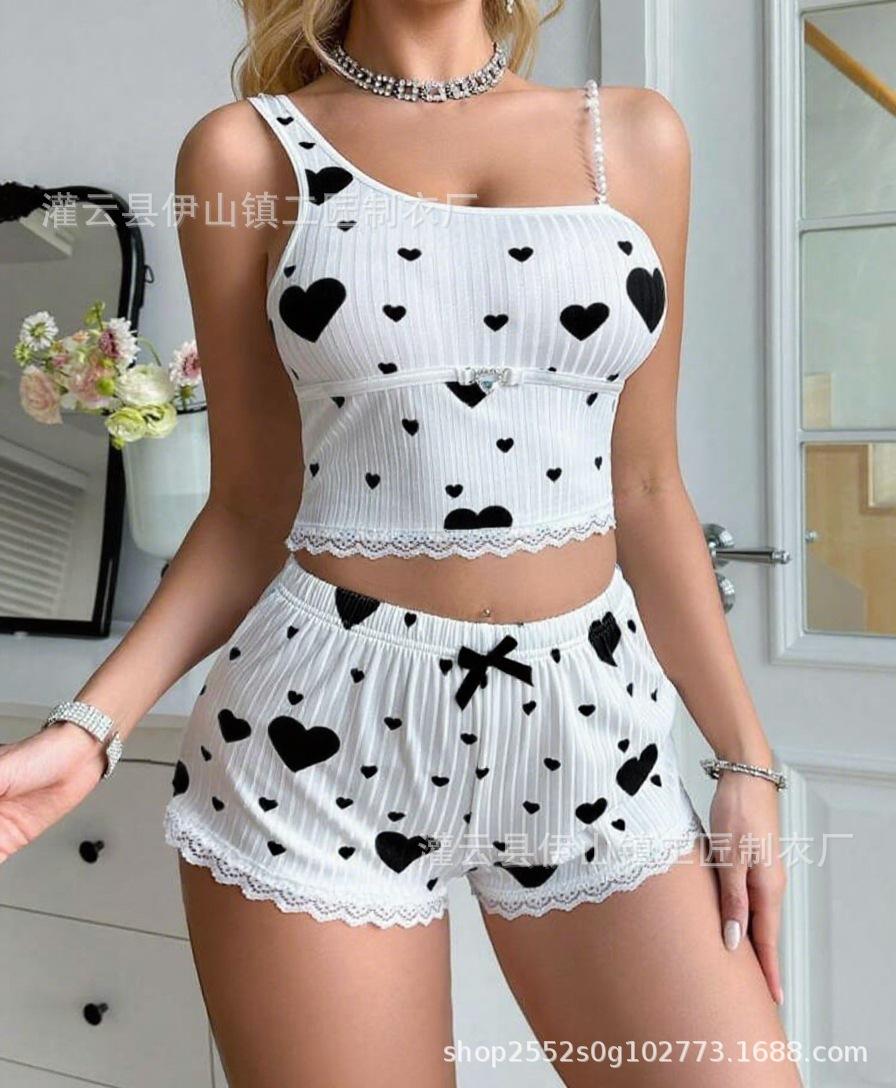 Europe and the United States hot-selling loungewear love printing suspender shorts casual pit strip women s suit XL чорний
Europe and the United States hot-selling loungewear love printing suspender shorts casual pit strip women s suit XL чорний