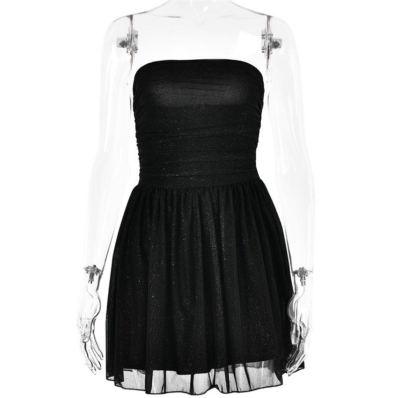 Mesh One Line Collar Strapless Backless Short Skirt Black L
Mesh One Line Collar Strapless Backless Short Skirt Black L