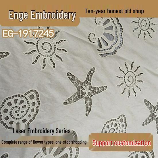 EG-1917245-E All-Cotton Laser-Embroidered Fabric with Starfish Shells Design білий
EG-1917245-E All-Cotton Laser-Embroidered Fabric with Starfish Shells Design білий