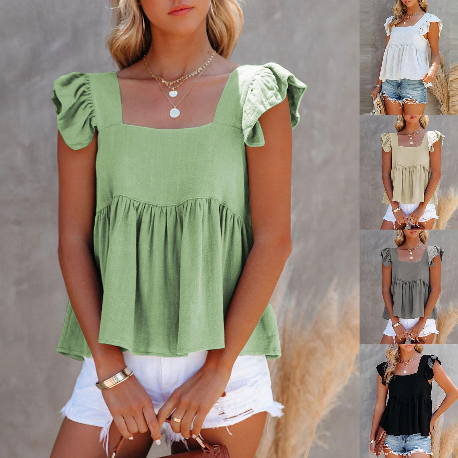 Fashion Women Solid Color Square Neck Top Cute Casual Loose Versatile Sleeveless Tank Top
Fashion Women Solid Color Square Neck Top Cute Casual Loose Versatile Sleeveless Tank Top