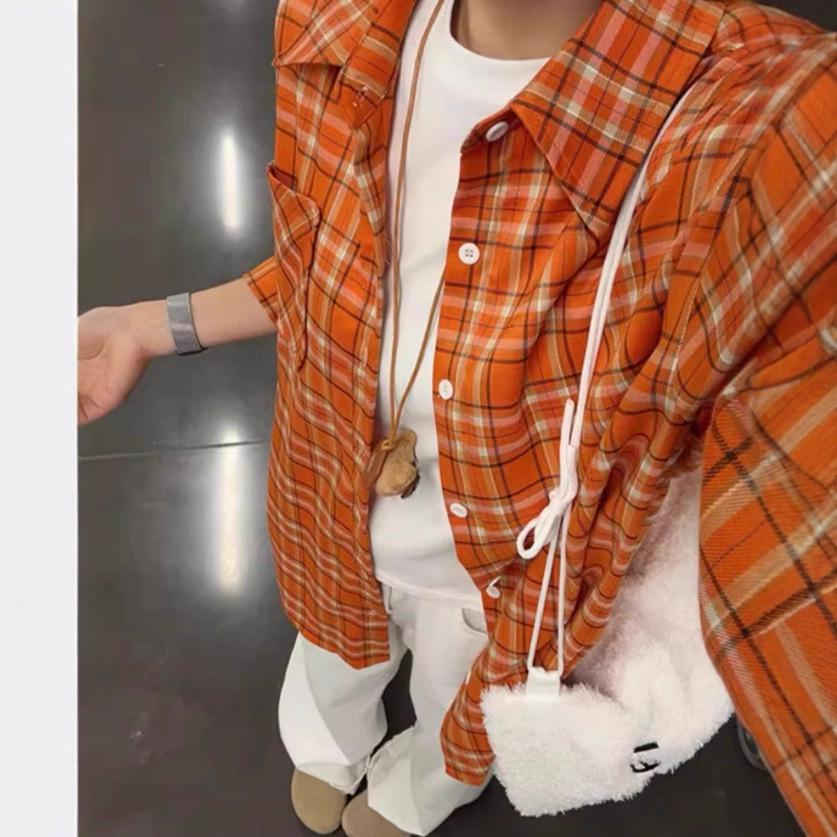 Women s Retro Orange Plaid Long Sleeve Shirt - Loose Casual Autumn/Spring Sun Protection, Couple-Friendly Design Medium
Women s Retro Orange Plaid Long Sleeve Shirt - Loose Casual Autumn/Spring Sun Protection, Couple-Friendly Design Medium