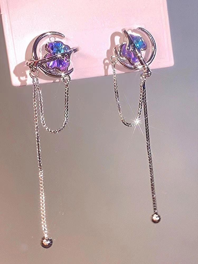 Super Fairy Versatile Temperament Fringed Earrings Women S Light Luxury Niche Fashion High-End Purple Zircon Stud Earrings Sweet Cool Style Earrings
Super Fairy Versatile Temperament Fringed Earrings Women S Light Luxury Niche Fashion High-End Purple Zircon Stud Earrings Sweet Cool Style Earrings