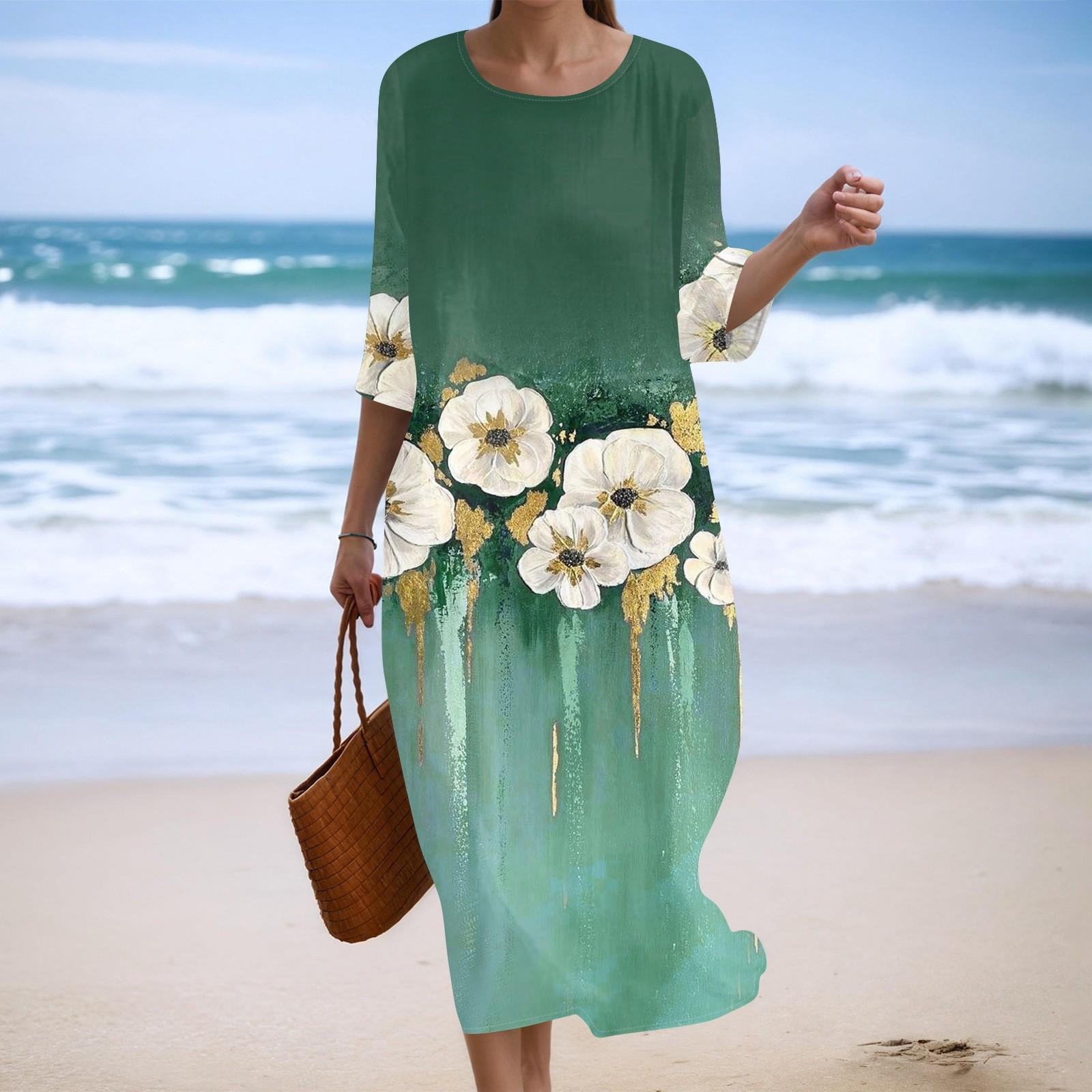 Женское модное платье свободного кроя с принтом, круглым вырезом и рукавом три четверти XXL
Женское модное платье свободного кроя с принтом, круглым вырезом и рукавом три четверти XXL