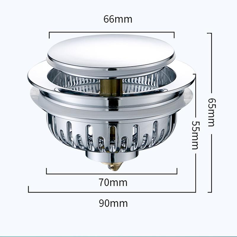 Press Pop-Up Drain Core, Multi-Purpose Kitchen Sink Strainer Plug with Basket, Bathroom Shower Hair Stopper and Deodorant Plug
Press Pop-Up Drain Core, Multi-Purpose Kitchen Sink Strainer Plug with Basket, Bathroom Shower Hair Stopper and Deodorant Plug