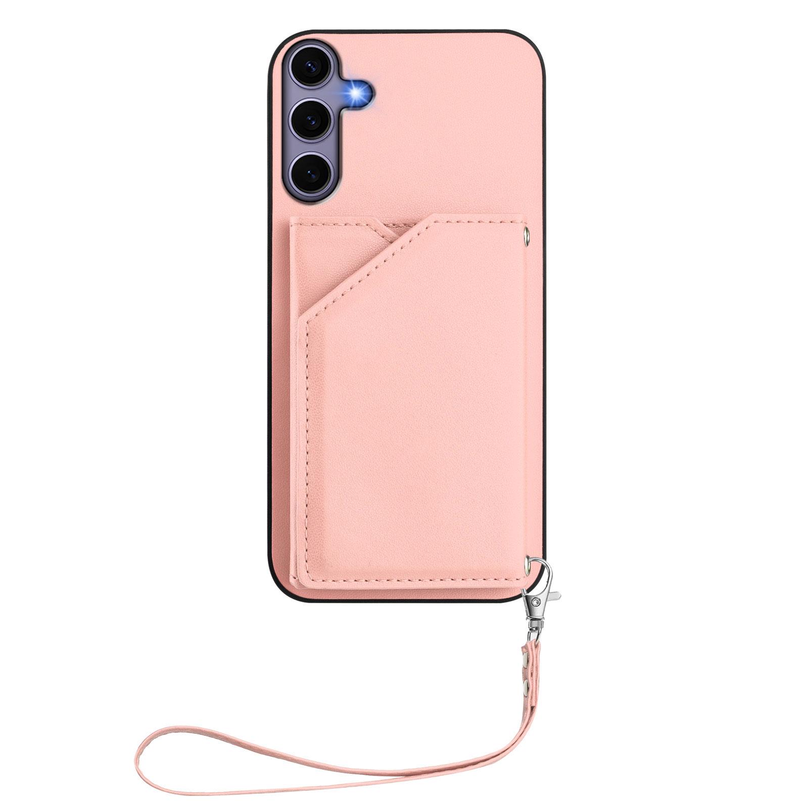 For Samsung Galaxy S25 Case Card Holder Kickstand Skin-Touch Phone Cover with Wrist Strap Pink
For Samsung Galaxy S25 Case Card Holder Kickstand Skin-Touch Phone Cover with Wrist Strap Pink