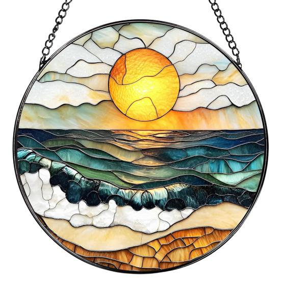 Stained Glass Window Hanging Decoration Round Suncatcher Panel Home Office Living Room Garden Yard Patio Window Hanging Ornament D
Stained Glass Window Hanging Decoration Round Suncatcher Panel Home Office Living Room Garden Yard Patio Window Hanging Ornament D