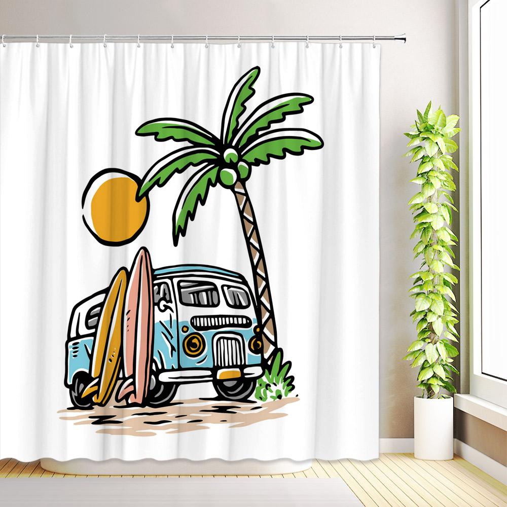 Tropical Palm Tree Travel Camping Car Shower Curtains Summer Ocean Surfboard Beach Camper RV Flamingo Bathroom Decor with Hooks 35x70inch-90x180cm
Tropical Palm Tree Travel Camping Car Shower Curtains Summer Ocean Surfboard Beach Camper RV Flamingo Bathroom Decor with Hooks 35x70inch-90x180cm