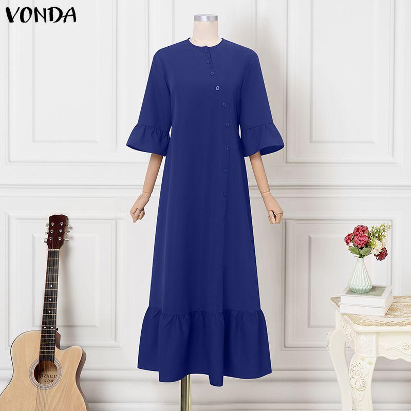 VONDA Plus Size Summer Women 3/4 Sleeve Ruffled Hem Casual Loose Long Maxi Dress S королівський синій колір
VONDA Plus Size Summer Women 3/4 Sleeve Ruffled Hem Casual Loose Long Maxi Dress S королівський синій колір