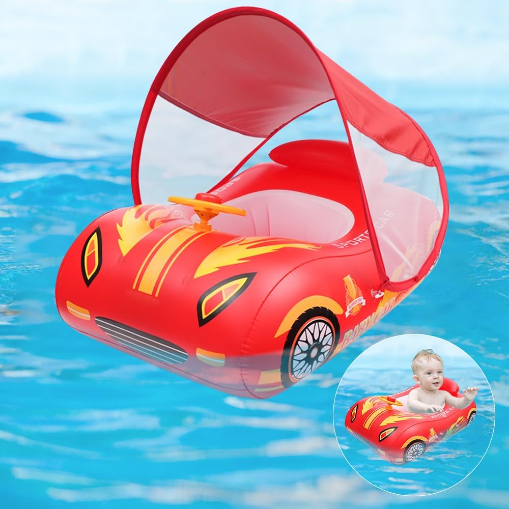 Детская нога Автомобиль Съемный Вода Открытый Детский Поплавок, Поплавок, Держатель, Форма, Милый, Солнцезащитный козырек, Дети, Мальчики, Девочки, Море, Бассейн, Играть, (красный) красный