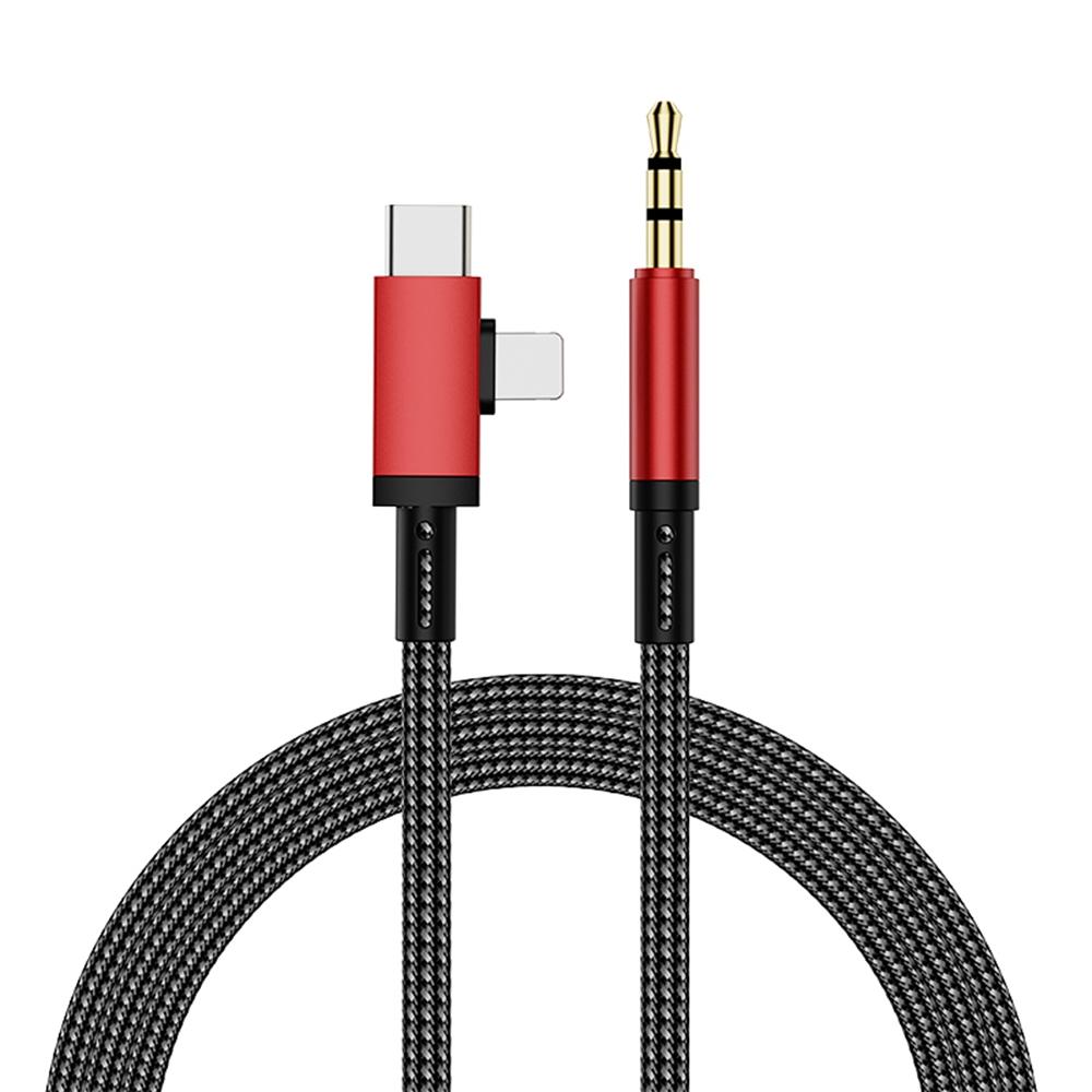 iP+Type-C 2-in-1 Car Audio Cable 1m Plug and Play Nylon Braided Wire with 3.5mm Jack Red
iP+Type-C 2-in-1 Car Audio Cable 1m Plug and Play Nylon Braided Wire with 3.5mm Jack Red