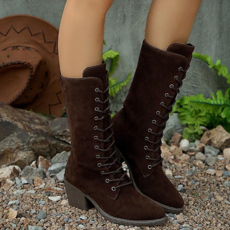 Fashion Stylish Square Boots Autumn New Pointed Toe Suede Front Lace-up Anti-slip Wear-resistant Mid-leg Boots 43
Fashion Stylish Square Boots Autumn New Pointed Toe Suede Front Lace-up Anti-slip Wear-resistant Mid-leg Boots 43