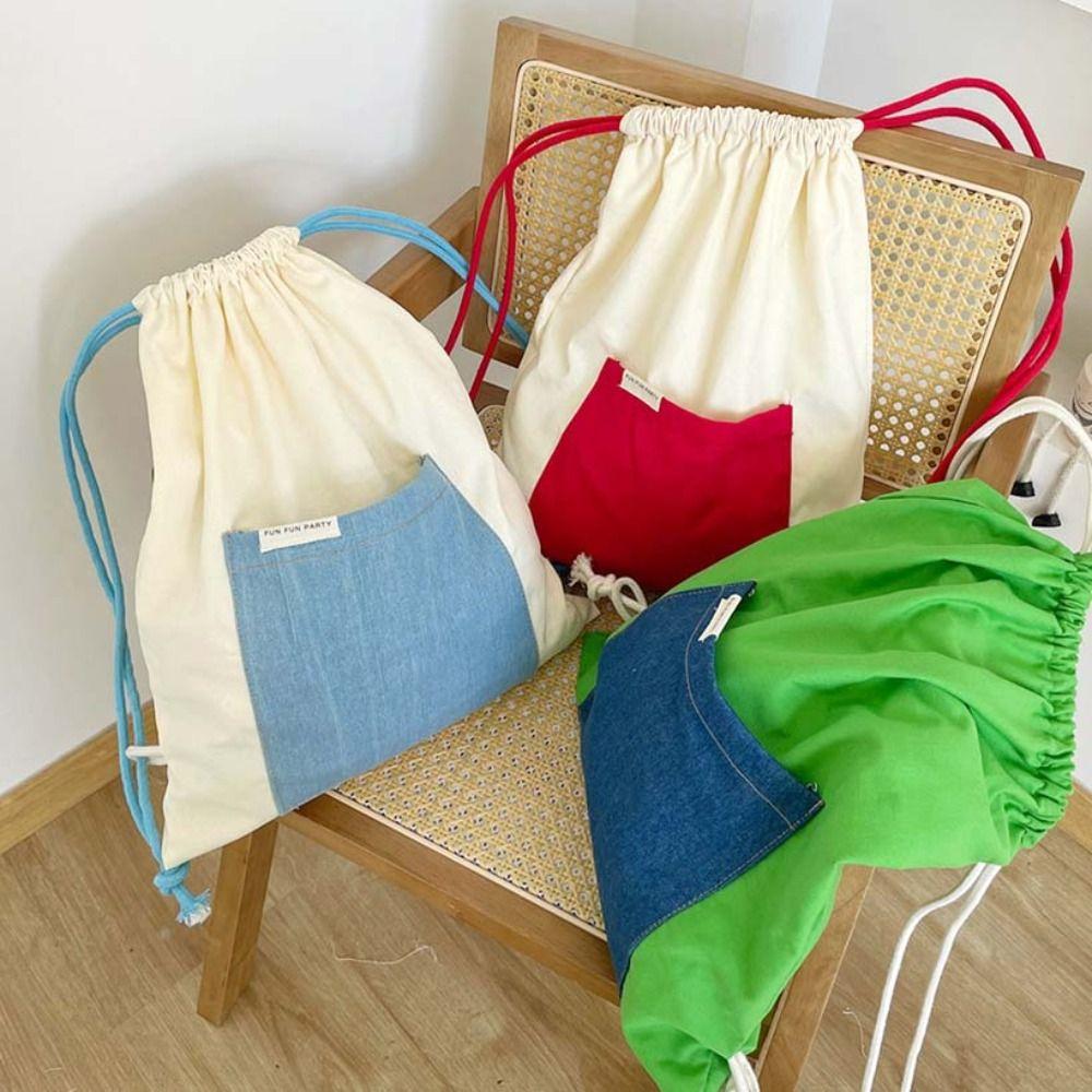 Korean Style Drawstring Backpacks Contrasting Colors Shoulder Bag Light Soft Nylon Bag Women
Korean Style Drawstring Backpacks Contrasting Colors Shoulder Bag Light Soft Nylon Bag Women