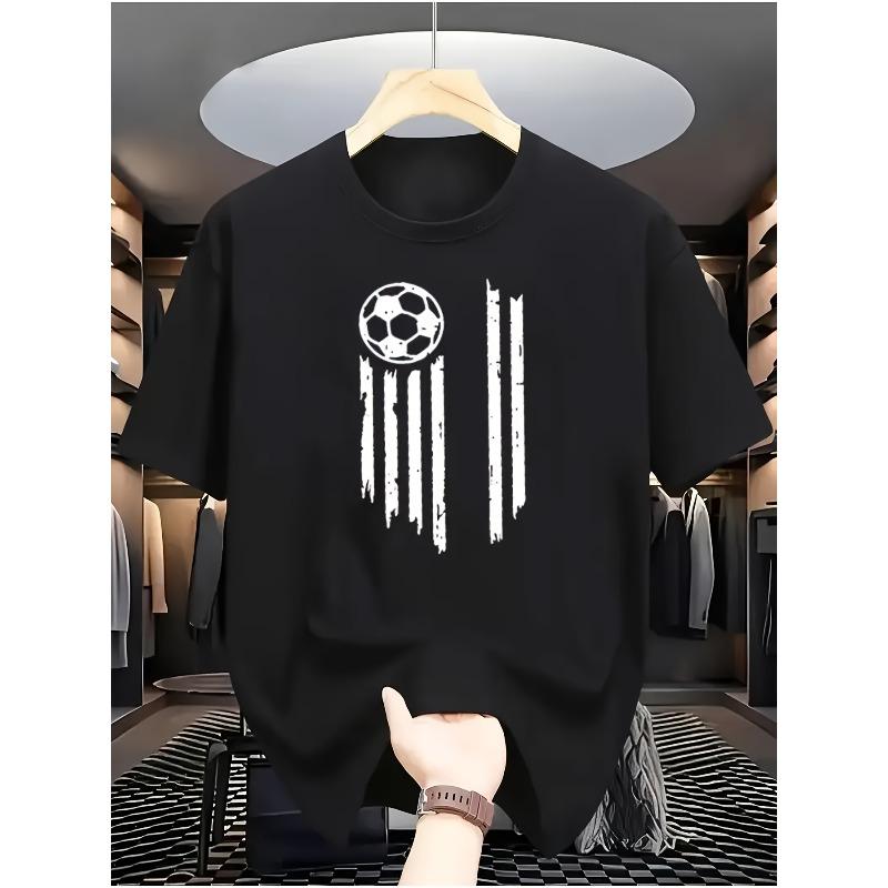 European sizes White Short-Sleeved T-Shirt with a Soccer Ball And Black Stripe Pattern S чёрный
European sizes White Short-Sleeved T-Shirt with a Soccer Ball And Black Stripe Pattern S чёрный