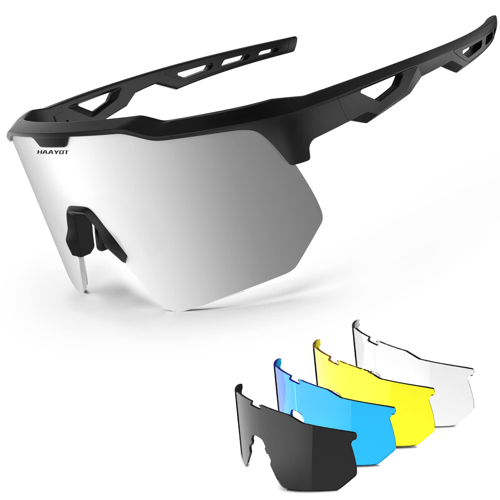 HAAYOT Polarized Cycling Glasses for Men and Road Bike and Sports 5 TR90 Mountain Bike MTB Black White Silver Women, Sunglasses, Lenses, Frame,
HAAYOT Polarized Cycling Glasses for Men and Road Bike and Sports 5 TR90 Mountain Bike MTB Black White Silver Women, Sunglasses, Lenses, Frame,