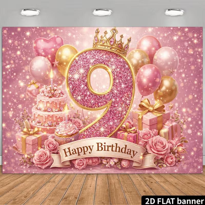 2D Princess Crown Glitter Number 9 Happy Birthday Backdrop Banner Photo Booth 47.2x31.5inch/120*80cm
2D Princess Crown Glitter Number 9 Happy Birthday Backdrop Banner Photo Booth 47.2x31.5inch/120*80cm