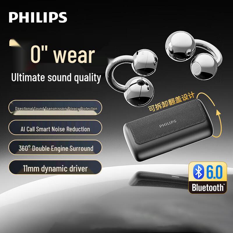 Philips Open-Ear Clip-on Wireless Bluetooth Headphones
Philips Open-Ear Clip-on Wireless Bluetooth Headphones