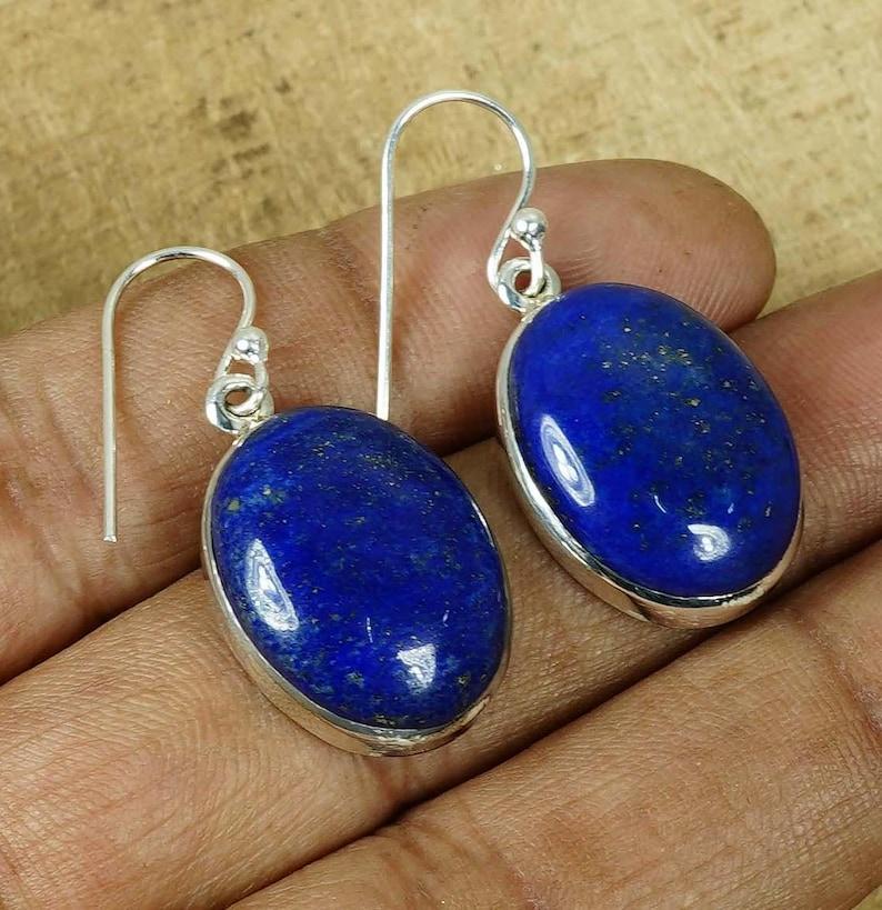 Solid 925 Sterling Silver lapis Lazuli Oval Gemstone Handmade Designer Women Dangle Earrings
Solid 925 Sterling Silver lapis Lazuli Oval Gemstone Handmade Designer Women Dangle Earrings