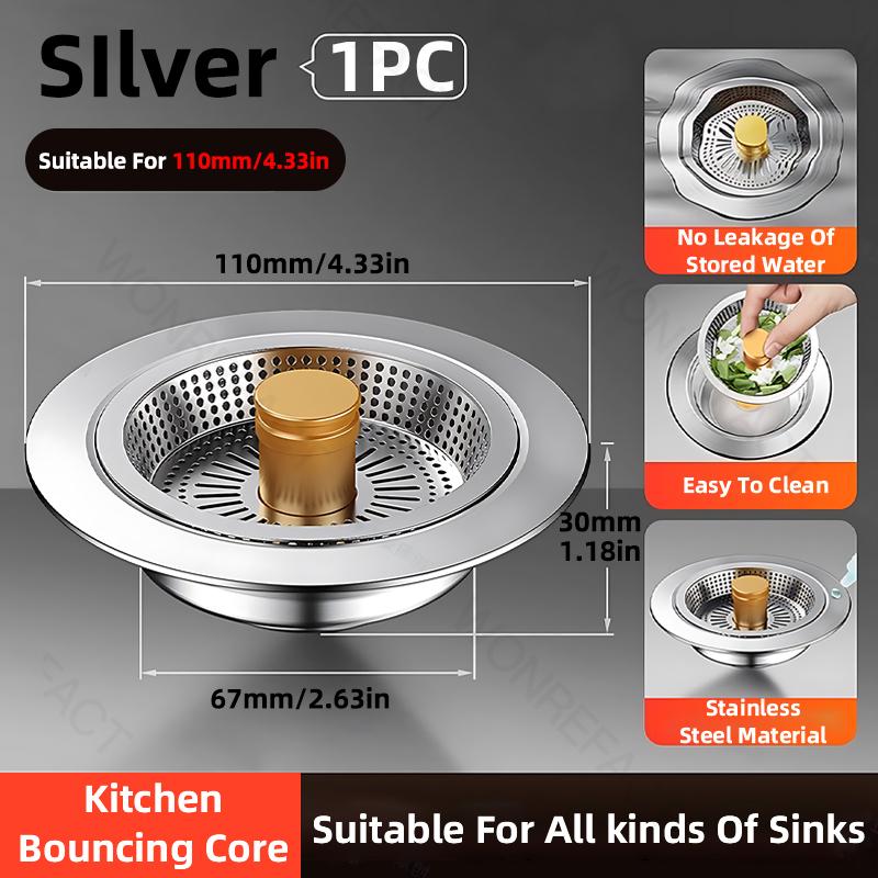 Universal Stainless Steel Kitchen Sink Pop-Up Drain Stopper Filter - Anti-Clogging Anti-Odor Food Catcher Fit Most Sinks
Universal Stainless Steel Kitchen Sink Pop-Up Drain Stopper Filter - Anti-Clogging Anti-Odor Food Catcher Fit Most Sinks