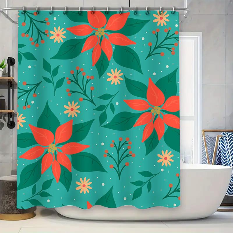 Modern Floral Print Shower Curtain Home Decor Waterproof Fabric Bathroom Decoration For Kids Room (Teal With Poinsettia) 60X72In W60H190(CM)-1 Pcs
Modern Floral Print Shower Curtain Home Decor Waterproof Fabric Bathroom Decoration For Kids Room (Teal With Poinsettia) 60X72In W60H190(CM)-1 Pcs