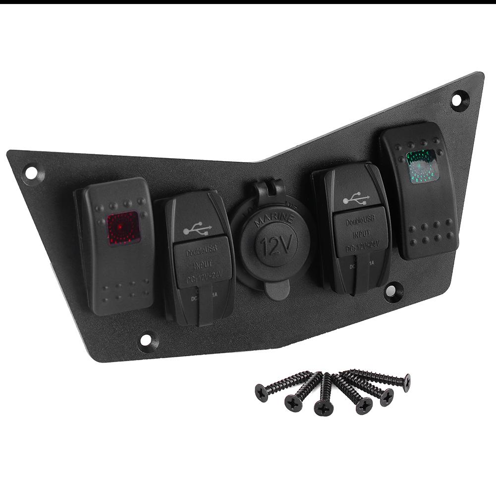 12-24V Red/Green LED Rocker Switch Panel with Dual USB Charger Power Socket for Racing Car RV
12-24V Red/Green LED Rocker Switch Panel with Dual USB Charger Power Socket for Racing Car RV