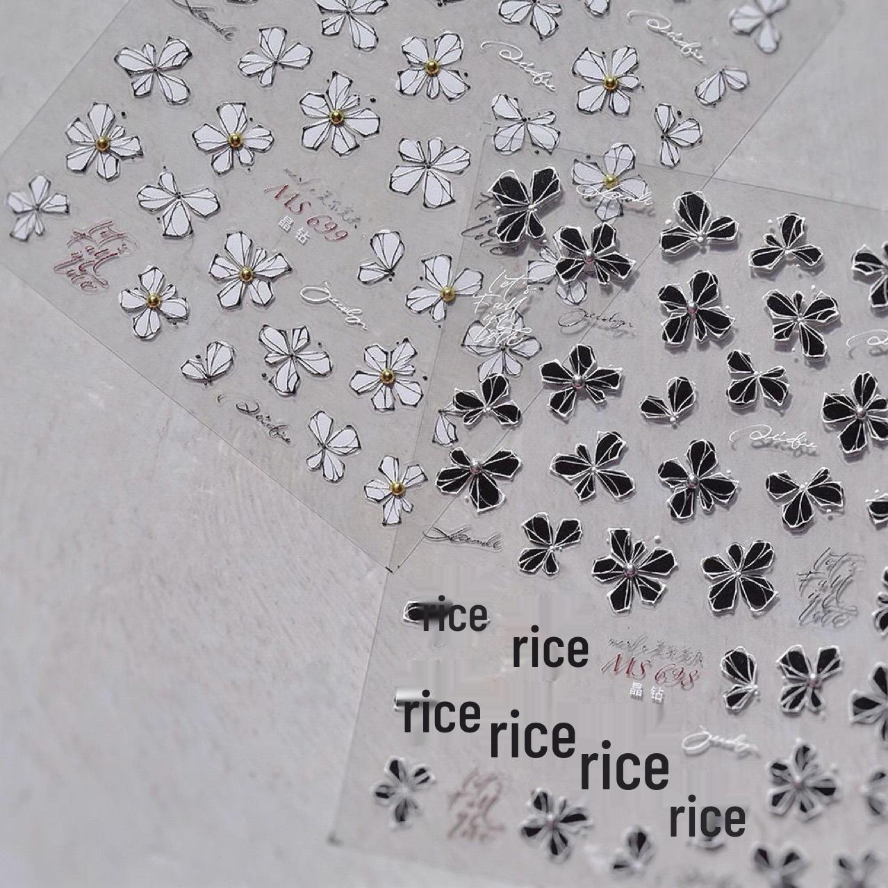 3D Flower Nail Stickers: Crystal Diamond & Steel Ball Design, Black & White Retro Style, Self-Adhesive. Black Flower Sticker - 1 Sheet
3D Flower Nail Stickers: Crystal Diamond & Steel Ball Design, Black & White Retro Style, Self-Adhesive. Black Flower Sticker - 1 Sheet