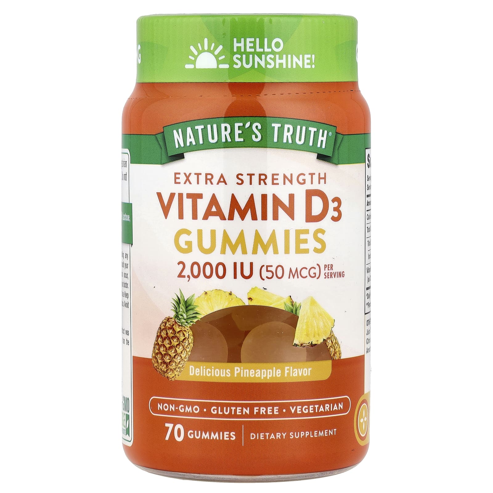 Nature S Truth, Vitamin D3, Extra Strength, Delicious Pineapple, 50Mcg (2,000Iu), 70 Gummies (25Mcg (1,000Iu) per Gummi)
Nature S Truth, Vitamin D3, Extra Strength, Delicious Pineapple, 50Mcg (2,000Iu), 70 Gummies (25Mcg (1,000Iu) per Gummi)