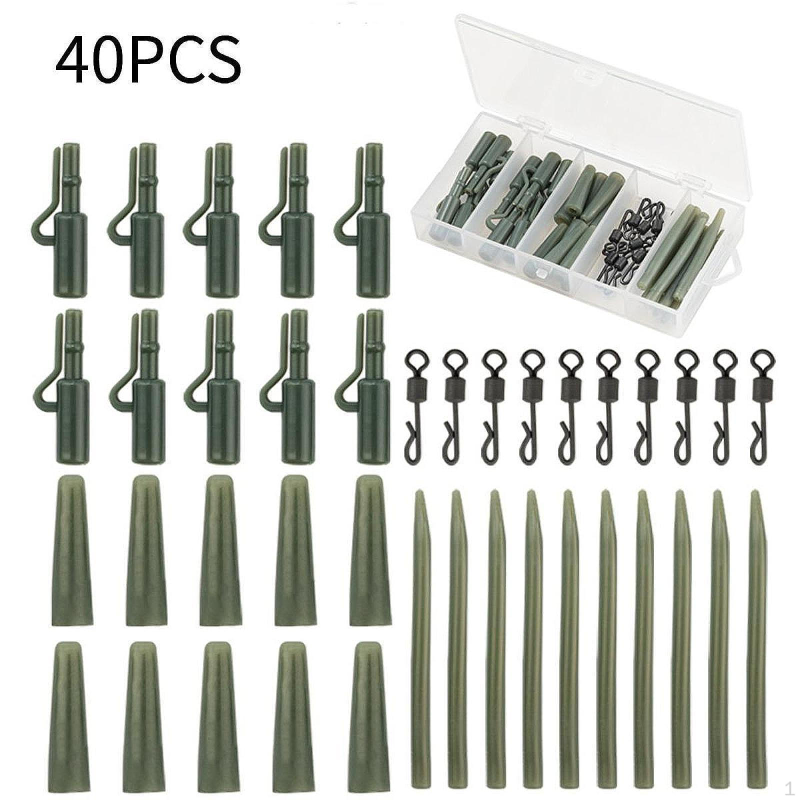 40 Carp Fishing Swivel Tail Cone Clips Kit with Assorted Box Heavy Duty Freshwater And Saltwater темно-зелений колір
40 Carp Fishing Swivel Tail Cone Clips Kit with Assorted Box Heavy Duty Freshwater And Saltwater темно-зелений колір