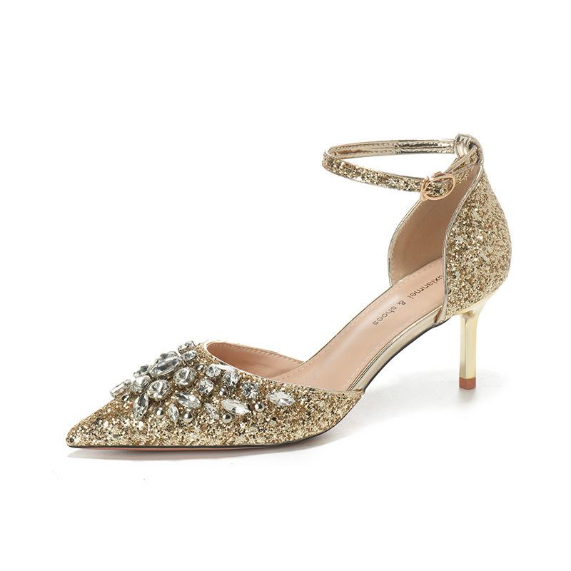 One-word buckle rhinestone high-heeled sandals women s thin-heeled single shoes wedding banquet bridesmaid wedding shoes hollow sexy 40
One-word buckle rhinestone high-heeled sandals women s thin-heeled single shoes wedding banquet bridesmaid wedding shoes hollow sexy 40
