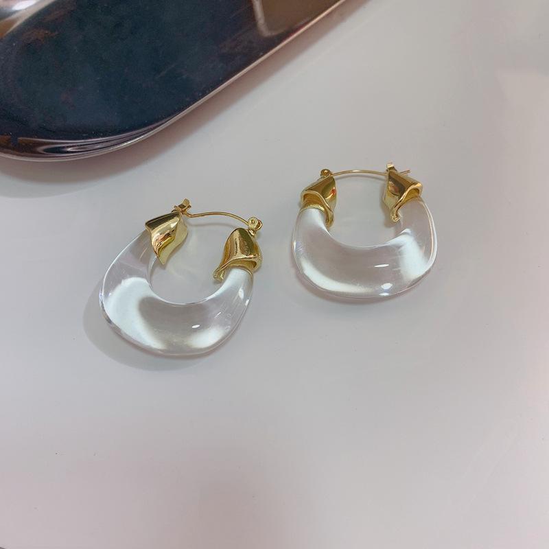 New Fashion Transparent Resin Geometric Hoop Earrings For Women Statement Gold Color Ear Buckle Hoops Zircon oorbellen Gift
New Fashion Transparent Resin Geometric Hoop Earrings For Women Statement Gold Color Ear Buckle Hoops Zircon oorbellen Gift