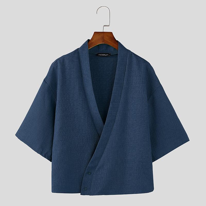 INCERUN Мужские Летние Футболки с V-образным вырезом, Коротким Рукавом, Косой Планкой, Однотонные Топы 4XL синий
INCERUN Мужские Летние Футболки с V-образным вырезом, Коротким Рукавом, Косой Планкой, Однотонные Топы 4XL синий