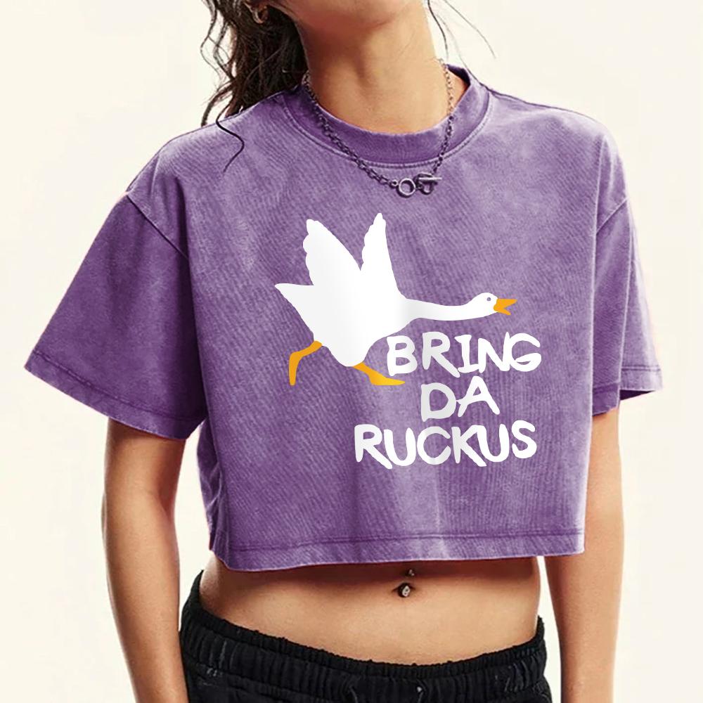 Bring Da Ruckus Duck Cartoon Printed Women Crop Washed Top Cotton Fitness T-Shirts Fashion Short Sleeve T Shirt M
Bring Da Ruckus Duck Cartoon Printed Women Crop Washed Top Cotton Fitness T-Shirts Fashion Short Sleeve T Shirt M